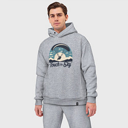 Мужской костюм оверсайз Полет на параплане экстремальный спорт ретро, цвет: меланж — фото 2