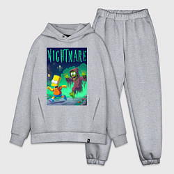 Мужской костюм оверсайз Барт Симпсон убегает от зомби - нейросеть, цвет: меланж