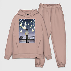 Мужской костюм оверсайз Кайдзю номер восемь Кафка Хибино звездопад, цвет: пыльно-розовый