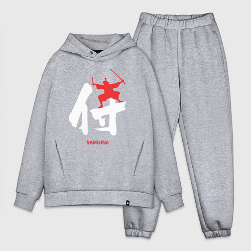 Мужской костюм оверсайз Иероглиф красный самурай / Меланж – фото 1