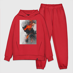 Мужской костюм оверсайз Киберпанк самурай, цвет: красный