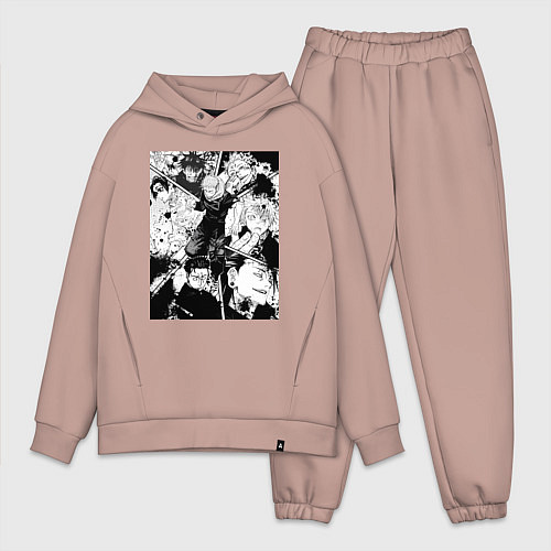 Мужской костюм оверсайз Магическая битва Юдзи Итадори Мэгуми Фусигуро / Пыльно-розовый – фото 1