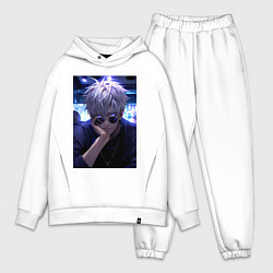 Мужской костюм оверсайз Магическая битва Сатору Годзё в баре, цвет: белый