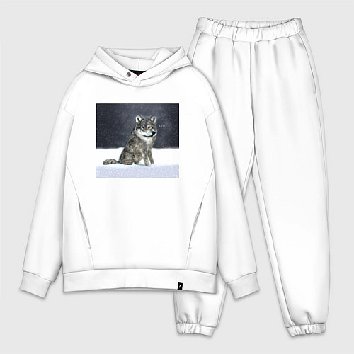 Мужской костюм оверсайз Волк ауффф мем / Белый – фото 1