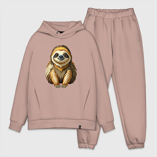 Мужской костюм оверсайз Портрет ленивца / Пыльно-розовый – фото 1