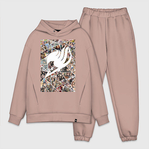 Мужской костюм оверсайз Хвост Феи Нацу Драгнил Эрза Скарлет коллаж / Пыльно-розовый – фото 1