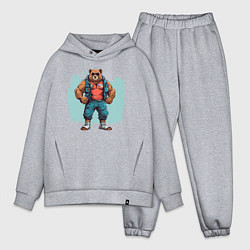 Мужской костюм оверсайз Медведь на стиле, цвет: меланж