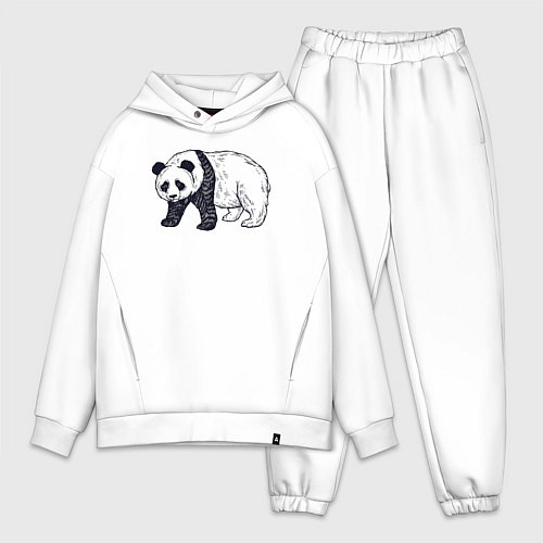 Мужской костюм оверсайз Панда медведь / Белый – фото 1