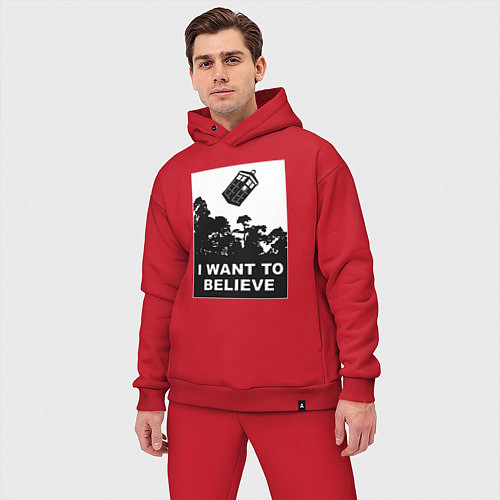 Мужской костюм оверсайз Тардис - я хочу верить / Красный – фото 3