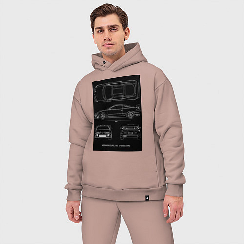 Мужской костюм оверсайз Mitsubishi Eclipse / Пыльно-розовый – фото 3