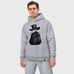 Мужской костюм оверсайз Чумной доктор в маске и шляпе, цвет: меланж — фото 2