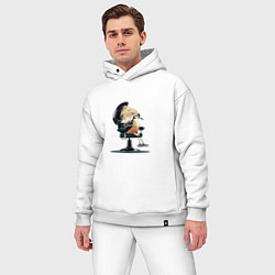 Мужской костюм оверсайз Птица в барбершопе, цвет: белый — фото 2