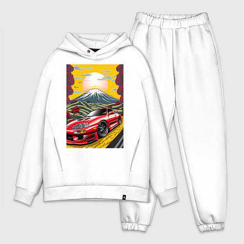 Мужской костюм оверсайз Toyota Supra jdm автомобиль / Белый – фото 1