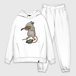 Мужской костюм оверсайз Мышонок скрипач, цвет: белый