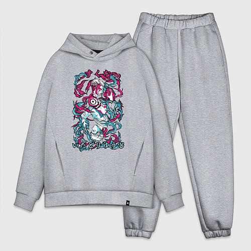 Мужской костюм оверсайз Магическая битва Итадори х Сукуна неон / Меланж – фото 1