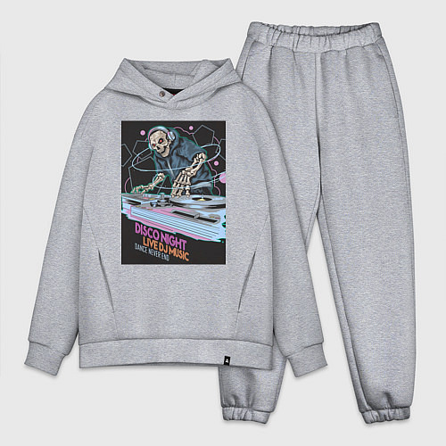 Мужской костюм оверсайз Диджей скелет в наушниках / Меланж – фото 1