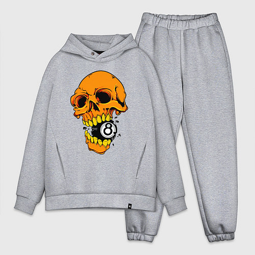 Мужской костюм оверсайз Череп и бильярдный шар 8 / Меланж – фото 1