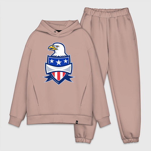 Мужской костюм оверсайз Орёл и американский щит / Пыльно-розовый – фото 1