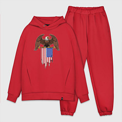 Мужской костюм оверсайз Орёл с американским флагом, цвет: красный