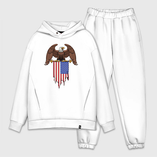 Мужской костюм оверсайз Орёл с американским флагом / Белый – фото 1