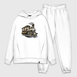 Мужской костюм оверсайз Винтажный поезд 19 века, цвет: белый