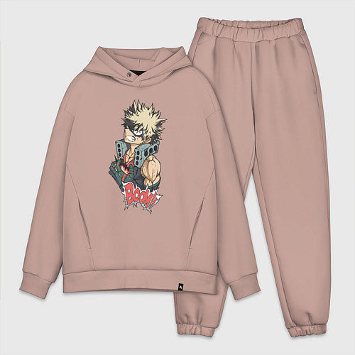 Мужской костюм оверсайз Моя геройская академия Бакуго взрыв / Пыльно-розовый – фото 1