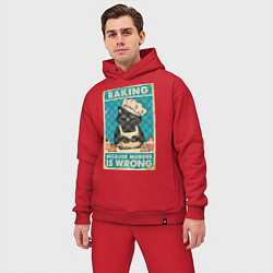 Мужской костюм оверсайз Кот пекарь, цвет: красный — фото 2