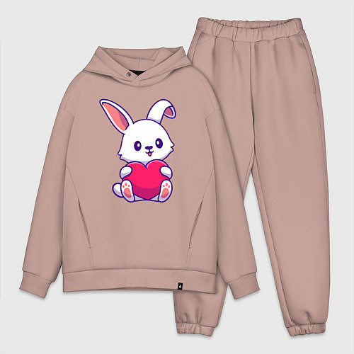 Мужской костюм оверсайз Heart rabbit / Пыльно-розовый – фото 1