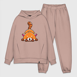 Мужской костюм оверсайз Cute red panda, цвет: пыльно-розовый