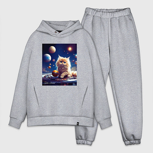 Мужской костюм оверсайз Котик космос / Меланж – фото 1