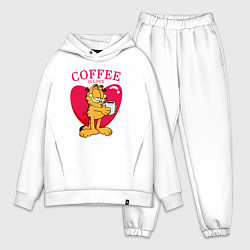 Мужской костюм оверсайз Coffee is love Гарфилд, цвет: белый
