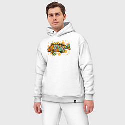 Мужской костюм оверсайз Разноцветная рыбка, цвет: белый — фото 2