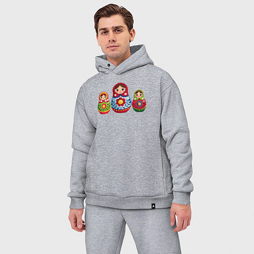 Мужской костюм оверсайз Три ярких матрёшки / Меланж – фото 3