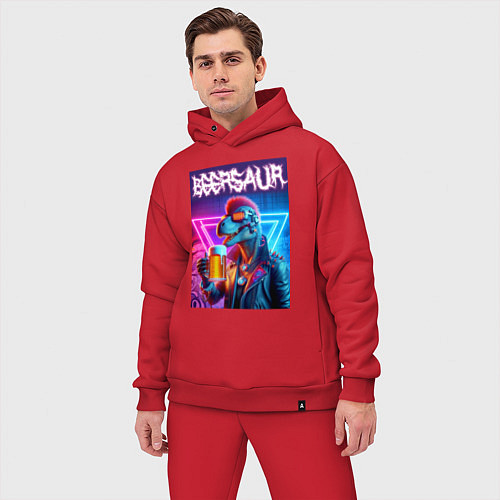 Мужской костюм оверсайз Cyber beersaur - neon glow / Красный – фото 3