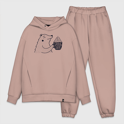 Мужской костюм оверсайз Крепкий как мой кофе / Пыльно-розовый – фото 1