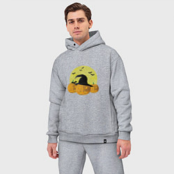 Мужской костюм оверсайз Зловещие тыквы, цвет: меланж — фото 2