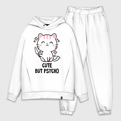 Мужской костюм оверсайз Cute but psycho - cat / Белый – фото 1
