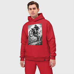 Мужской костюм оверсайз Мотоциклист в горах, цвет: красный — фото 2