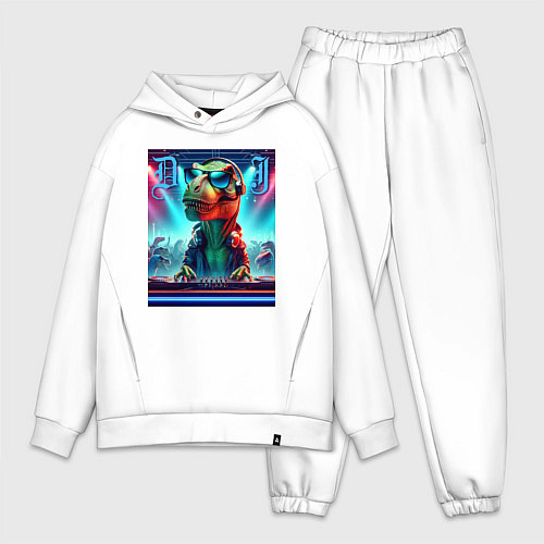 Мужской костюм оверсайз Cool tyrannosaur DJ - ai art / Белый – фото 1