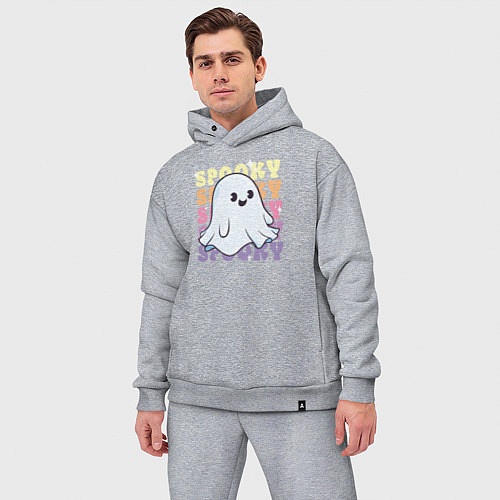 Мужской костюм оверсайз Cute little spooky ghost / Меланж – фото 3