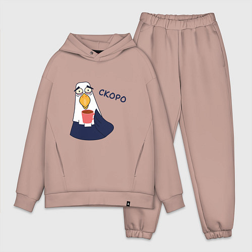 Мужской костюм оверсайз Орел с надписью скоро / Пыльно-розовый – фото 1