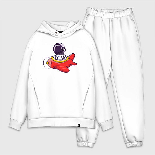 Мужской костюм оверсайз Космонавт в самолёте / Белый – фото 1