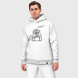 Мужской костюм оверсайз Котик вау, цвет: белый — фото 2