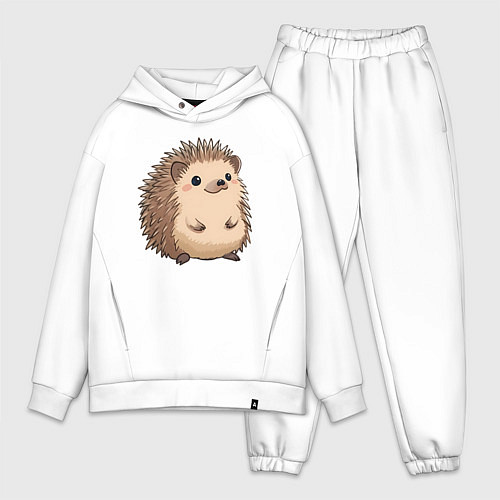 Мужской костюм оверсайз Ёжик арт / Белый – фото 1