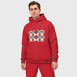 Мужской костюм оверсайз Узор красно-синий на белом фоне, цвет: красный — фото 2