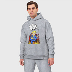 Мужской костюм оверсайз Vault boy in the fire, цвет: меланж — фото 2