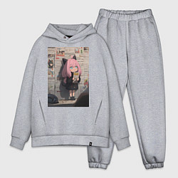 Мужской костюм оверсайз Семья шпиона стенгазета, цвет: меланж