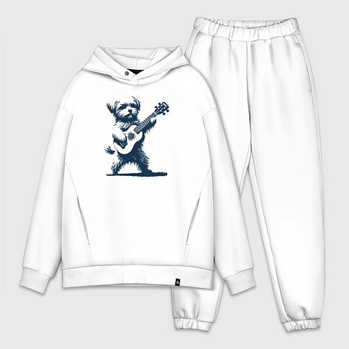 Мужской костюм оверсайз Мальтипу с гитарой укулеле / Белый – фото 1