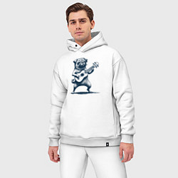 Мужской костюм оверсайз Мопс с гитарой укулеле, цвет: белый — фото 2