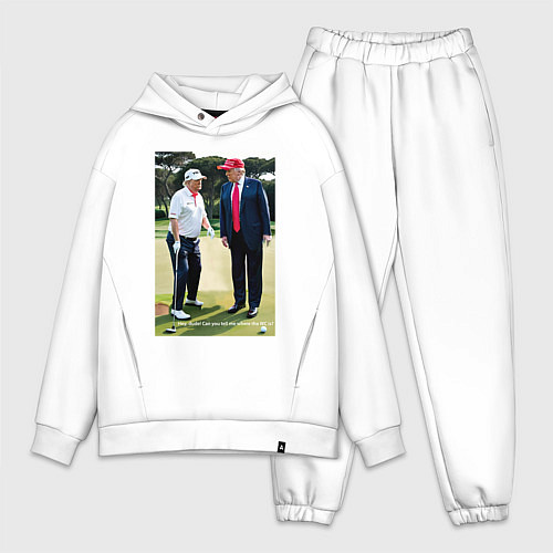 Мужской костюм оверсайз Джо и Дональд на поле для гольфа / Белый – фото 1